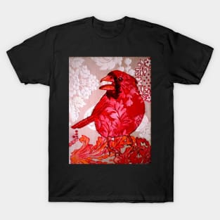 Red Bird Sitting on a Wall T-Shirt